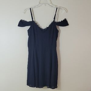 Windsor Black Lace-Trimmed Dress Sz Small Cold Shouder Mini